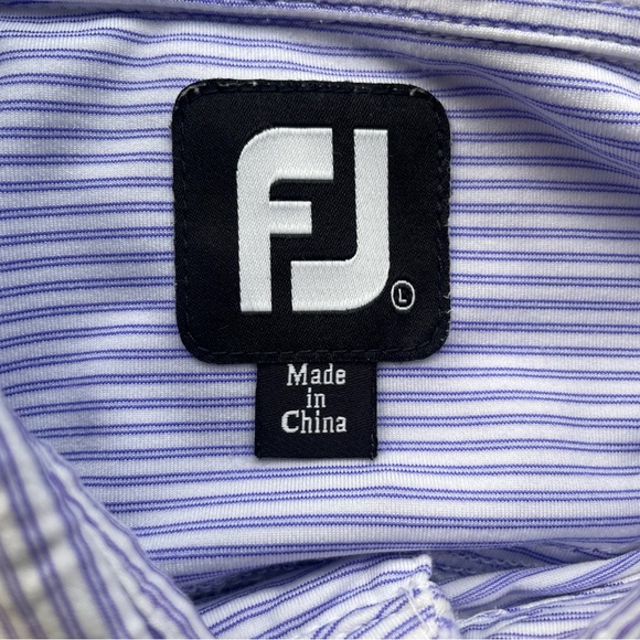 Footjoy Golf Polo Short Sleeve Striped Pebble Beach Embroidery Men’s L Prurple - Picture 3 of 7